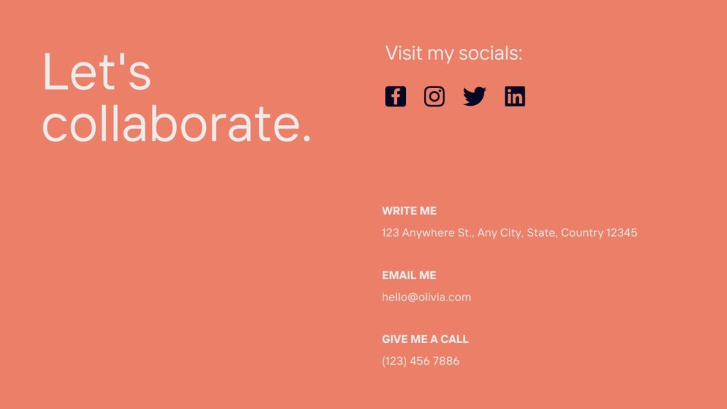 personal branding website contact